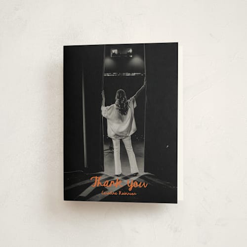This is a mango graduation thank you cards with standard by Gwen Bedat called the edge printing on strathmore in standard