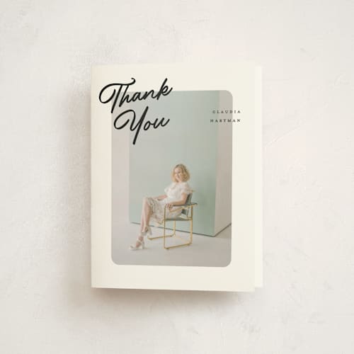 This is a snow graduation thank you cards with standard by Pixel and Hank called jot printing on strathmore in standard