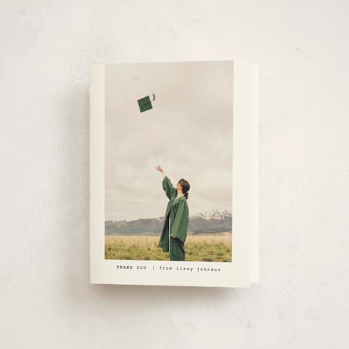 This is a silk graduation thank you cards with standard by Adelyn T. called subtle printing on strathmore in standard