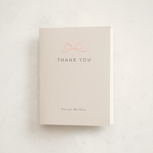 This is a blush graduation thank you cards with standard by Itsy Belle Studio called ribbon frame printing on strathmore in standard