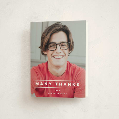 This is a pearl graduation thank you cards with standard by Emily Sabol Goss called headlined printing on strathmore in standard