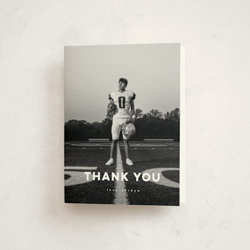 This is a eggshell graduation thank you cards with standard by Benita Crandall called the modernist printing on strathmore in standard