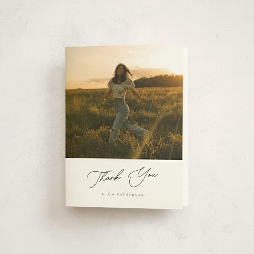 This is a snow graduation thank you cards with standard by Cindy Reynolds called framing the future printing on strathmore in standard