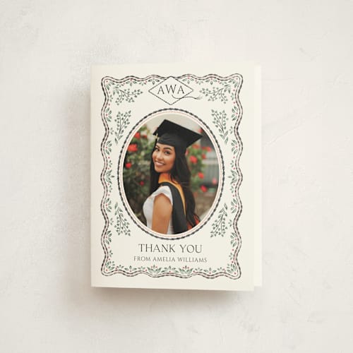 This is a linen graduation thank you cards with standard by Paper Sun Studio called ivy grad printing on strathmore in standard