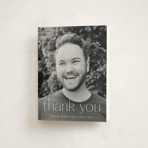 This is a salt graduation thank you cards with standard by Ekko Studio called understated printing on strathmore in standard