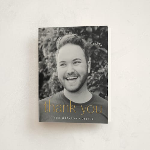 This is a sunflower graduation thank you cards with standard by Ekko Studio called understated printing on strathmore in standard