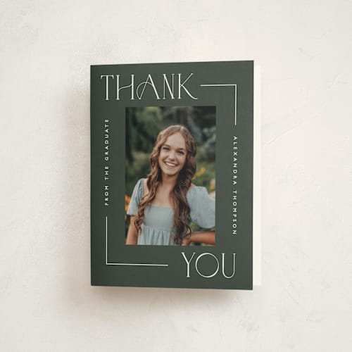 This is a ivy graduation thank you cards with standard by Kelly Schmidt called numbered printing on strathmore in standard
