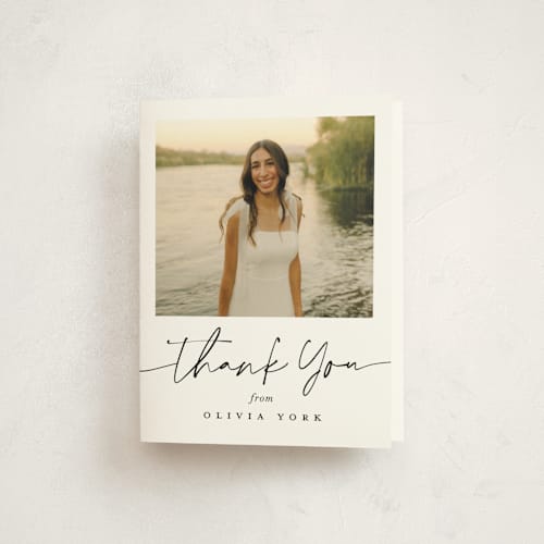 This is a snow graduation thank you cards with standard by Sarah Curry called graduation gallery printing on strathmore in standard