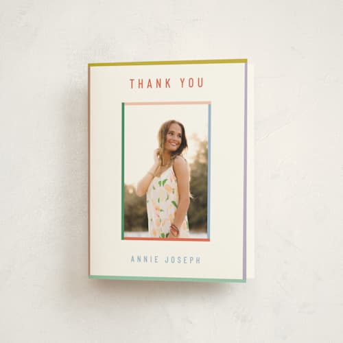 This is a candy graduation thank you cards with standard by Kelly Watkins called color frame printing on strathmore in standard
