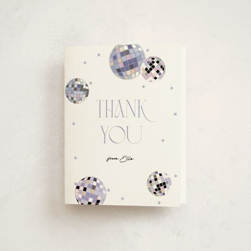 This is a skyline graduation thank you cards with standard by Corinne Malesic called disco fever printing on strathmore in standard