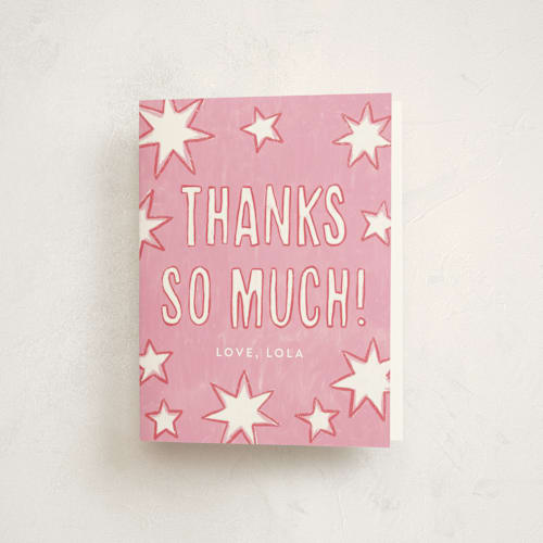 This is a cotton candy graduation thank you cards with standard by Kercia Jane called starry celebration printing on strathmore in standard