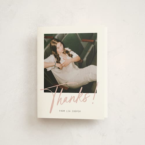 This is a lipstick graduation thank you cards with standard by Erin German called signature snapshot printing on strathmore in standard