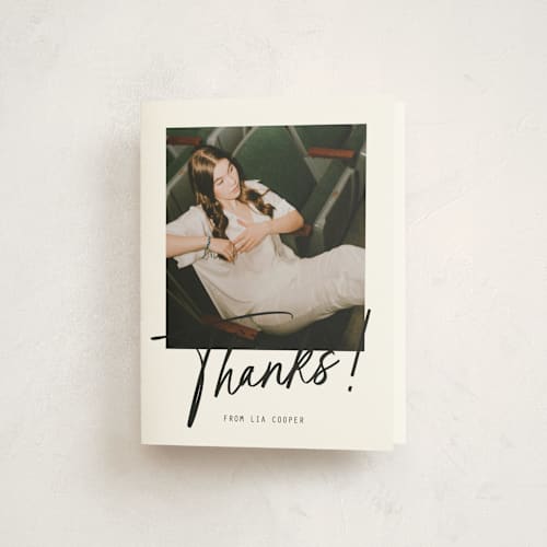 This is a sugar graduation thank you cards with standard by Erin German called signature snapshot printing on strathmore in standard