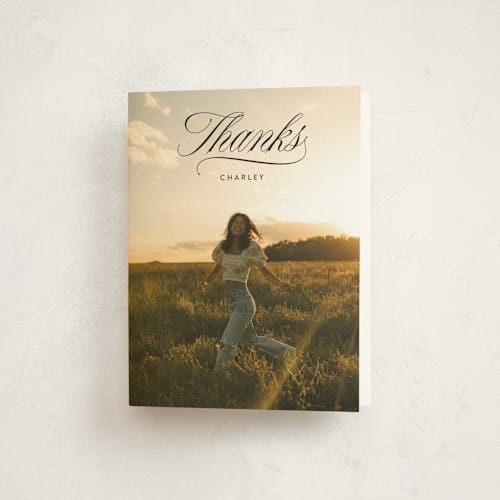 This is a cotton graduation thank you cards with standard by Kate Ahn called checked printing on strathmore in standard