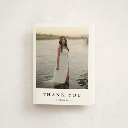 This is a onyx graduation thank you cards with standard by Sarah Curry called archive printing on strathmore in standard