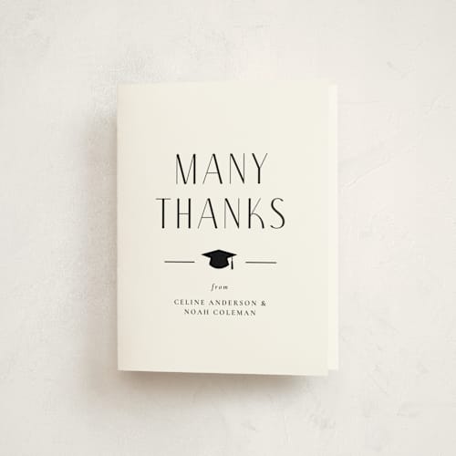 This is a ink graduation thank you cards with standard by Ana Sharpe called grad duo printing on strathmore in standard