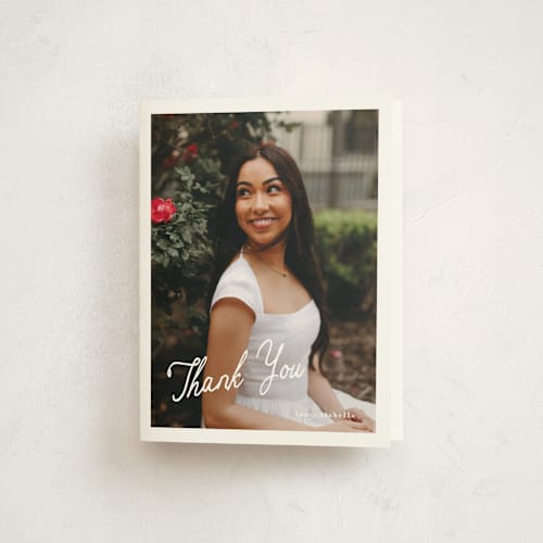 This is a porcelain graduation thank you cards with standard by chocomocacino called horchata printing on strathmore in standard