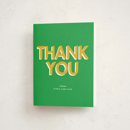 This is a grass graduation thank you cards with standard by mo kelley called bold initials printing on strathmore in standard