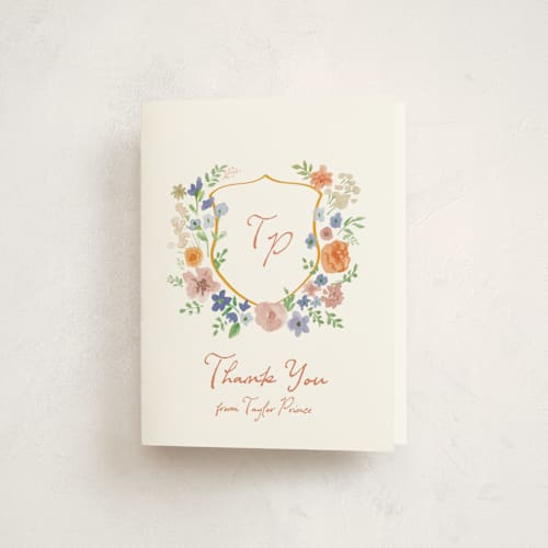 This is a hoos graduation thank you cards with standard by Cass Loh called wildflowers crest printing on strathmore in standard