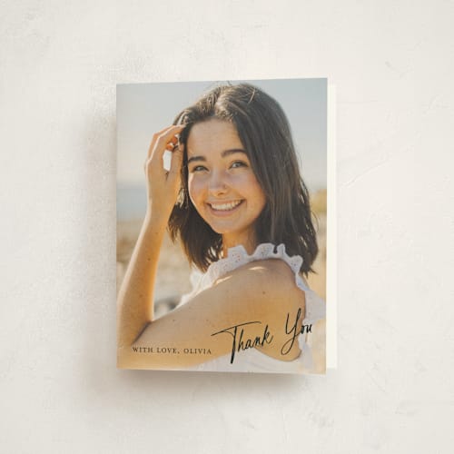 This is a ink graduation thank you cards with standard by Paper Raven Co. called lift off printing on strathmore in standard