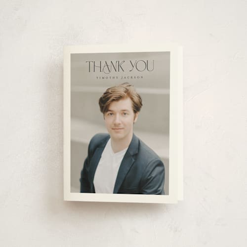 This is a charcoal graduation thank you cards with standard by Nicole Walsh called class printing on strathmore in standard