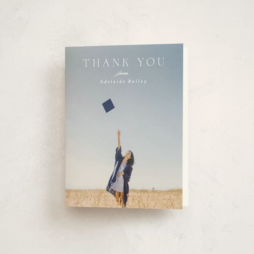 This is a cotton graduation thank you cards with standard by Emily Sabol Goss called graceful printing on strathmore in standard