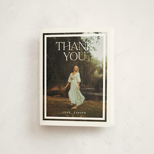 This is a snowdrop graduation thank you cards with standard by Snow and Ivy called structural printing on strathmore in standard