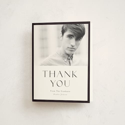 This is a salt graduation thank you cards with standard by Stephanie Hawkes called classy graduate printing on strathmore in standard