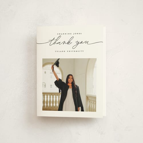 This is a tuxedo graduation thank you cards with standard by Pixel and Hank called simple details printing on strathmore in standard