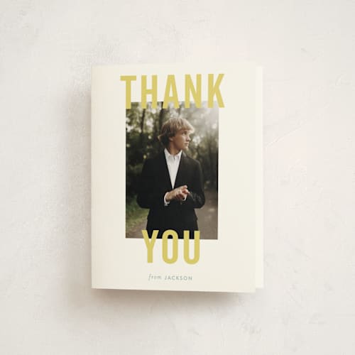 This is a sunshine graduation thank you cards with standard by Sara Hicks Malone called jax printing on strathmore in standard