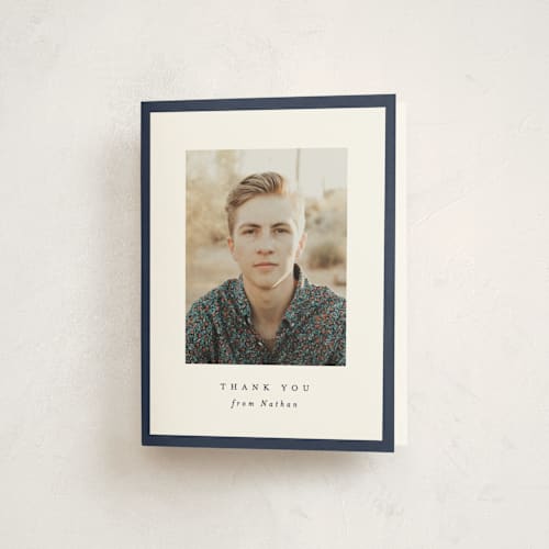 This is a space graduation thank you cards with standard by Lea Delaveris called wrapped printing on strathmore in standard