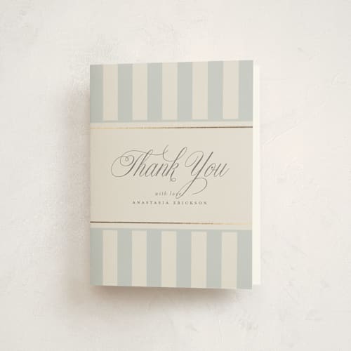 This is a fog baby shower thank you cards with foil pressed by Stephanie Hawkes called on board printing on strathmore in standard
