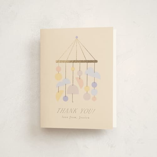 This is a vanilla baby shower thank you cards with foil pressed by Angela Thompson called mod baby printing on strathmore in standard