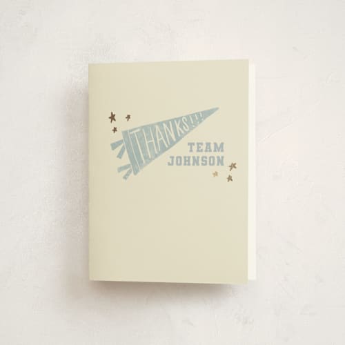 This is a sky baby shower thank you cards with foil pressed by Rebekah Canavan called baseball baby shower printing on strathmore in standard