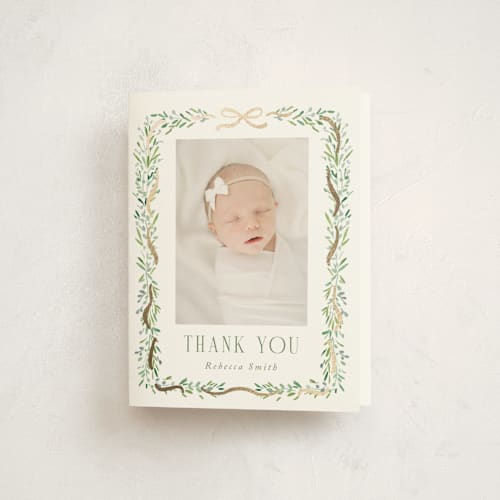 This is a meadow baby shower thank you cards with foil pressed by Petra Kern called little bebe printing on strathmore in standard