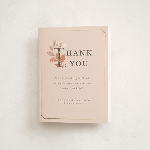 This is a auburn baby shower thank you cards with foil pressed by Paper Raven Co. called fabled storybook printing on strathmore in standard