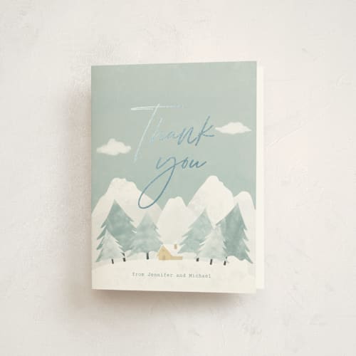 This is a frost baby shower thank you cards with foil pressed by Adelyn T. called calm winter printing on strathmore in standard