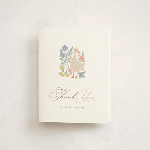 This is a meadow baby shower thank you cards with foil pressed by Brandy Folse called spring awakening printing on strathmore in standard