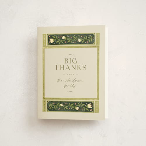 This is a creme baby shower thank you cards with foil pressed by Anastasia Makarova called fairytale ornament printing on strathmore in standard