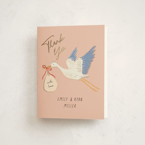 This is a sky baby shower thank you cards with foil pressed by Elly called stamp printing on strathmore in standard