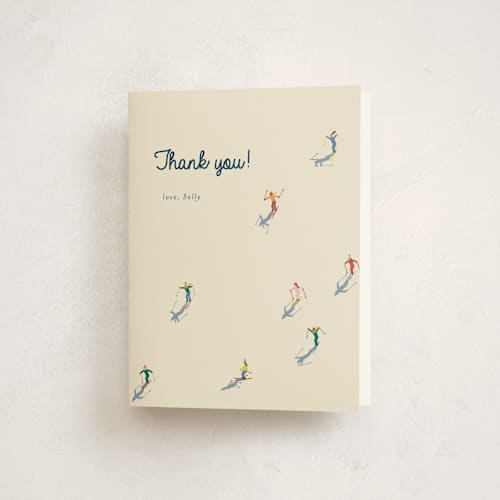 This is a cream baby shower thank you cards with standard by Ellen Schlegelmilch called apres bebe printing on strathmore in standard