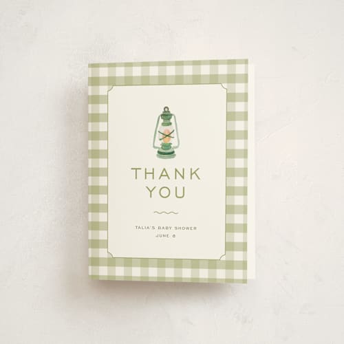 This is a forest baby shower thank you cards with standard by Reilly Kavanaugh called woodland baby shower printing on strathmore in standard