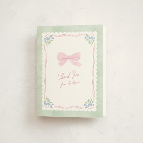 This is a cupcake baby shower thank you cards with standard by Creo Study called little fleur printing on strathmore in standard