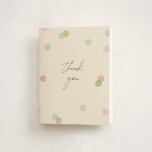 This is a wildflower baby shower thank you cards with standard by Pixel and Hank called polka pop printing on strathmore in standard