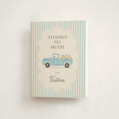 This is a lake baby shower thank you cards with standard by Karidy Walker called classic truck printing on strathmore in standard