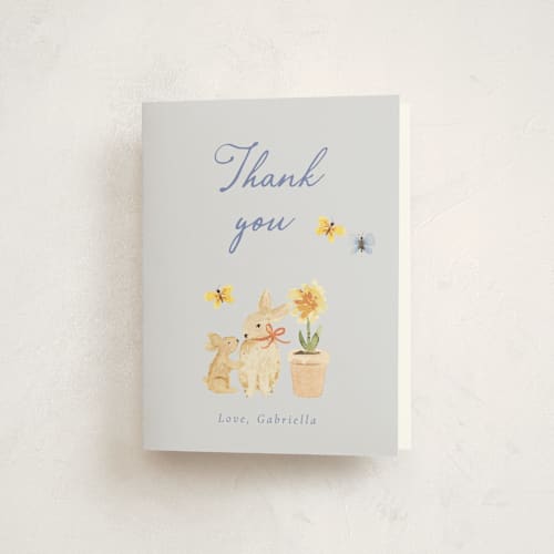 This is a sky baby shower thank you cards with standard by frau brandt called grown with love printing on strathmore in standard
