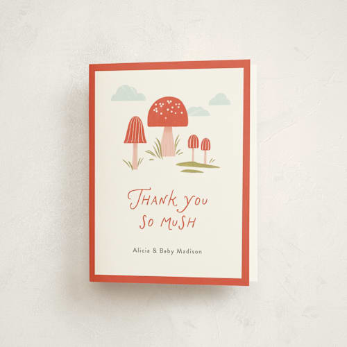 This is a fairy baby shower thank you cards with standard by Paper Raven Co. called little fun guy printing on strathmore in standard