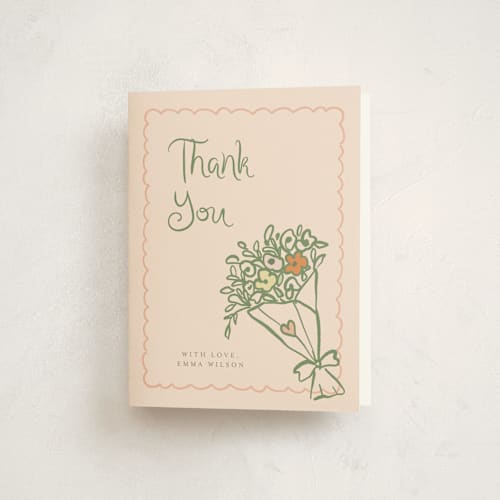 This is a grapefruit baby shower thank you cards with standard by Reilly Kavanaugh called locally grown baby shower printing on strathmore in standard