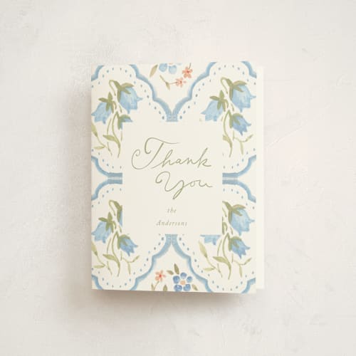 This is a icing baby shower thank you cards with standard by samovilka called bluefloralbaby printing on strathmore in standard