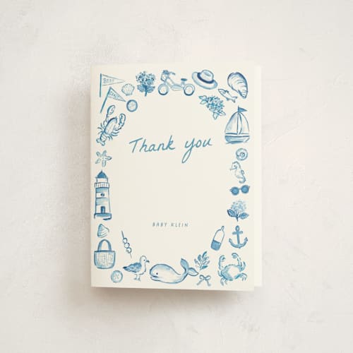 This is a ocean baby shower thank you cards with standard by Itsy Belle Studio called coastal baby printing on strathmore in standard